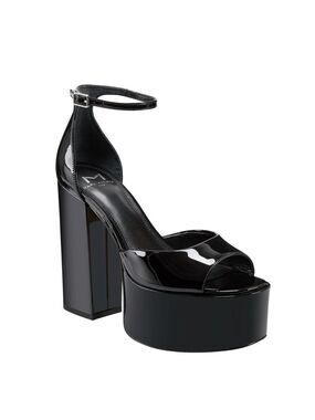 Marc Fisher Della Ankle Strap Patent Leather Platform Sandals in Black
